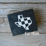 Checkered State Wood Block Signs