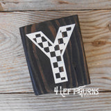 Checkered Alphabet and Number Wood Block Signs