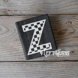 Checkered Alphabet and Number Wood Block Signs
