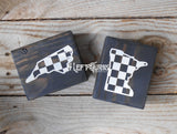 Checkered State Wood Block Signs