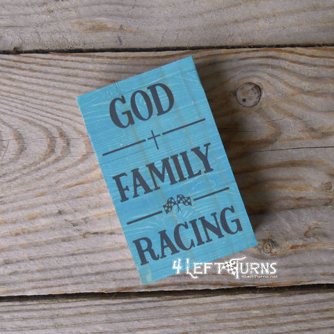 Full Color Printed God Family Racing Mini Wood Sign