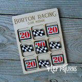 Wooden Custom Race Team Racing Racing Themed Tic Tac Toe Game
