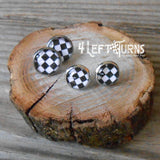 Black and White Checked Checkered Pierced Earrings Gnome