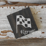 Checkered Flag Tiny Wood Sign