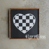 Checkered Heart Painted Wood Sign