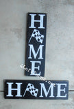 Home with Checkered Flag Wood Sign