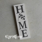 Home with Checkered Flag Small Wood Sign