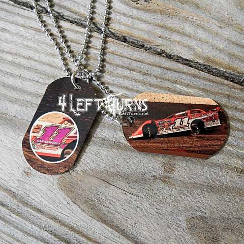 Custom Photo Personalized Dog Tag Style Racing Themed Necklace Key Ring