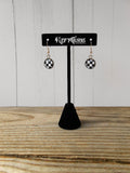 Black and White Checked Checkered Pierced Earrings Gnome