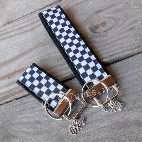 Checkered Key Fob with Checkered Flag Charm