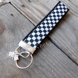 Checkered Key Fob with Checkered Flag Charm