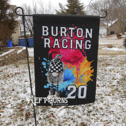 Custom Personalized Racing Garden Flag with Gnome