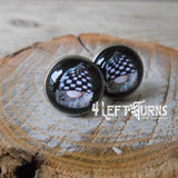 Black and White Checked Checkered Pierced Earrings Gnome