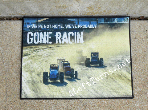 If We're Not Here We've Probably Gone Racing Welcome Mat