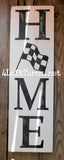 Home with Checkered Flag Wood Sign