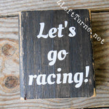 Race Car Silhouette Checkered Flag Checkered Heart Paw Print Wood Block Signs