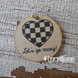 Wavy Checkered Flag Silicone Bead Wristlet Bracelet Key Ring with Charm