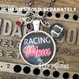 Racing themed neckilace for Mom with birthstone charms.