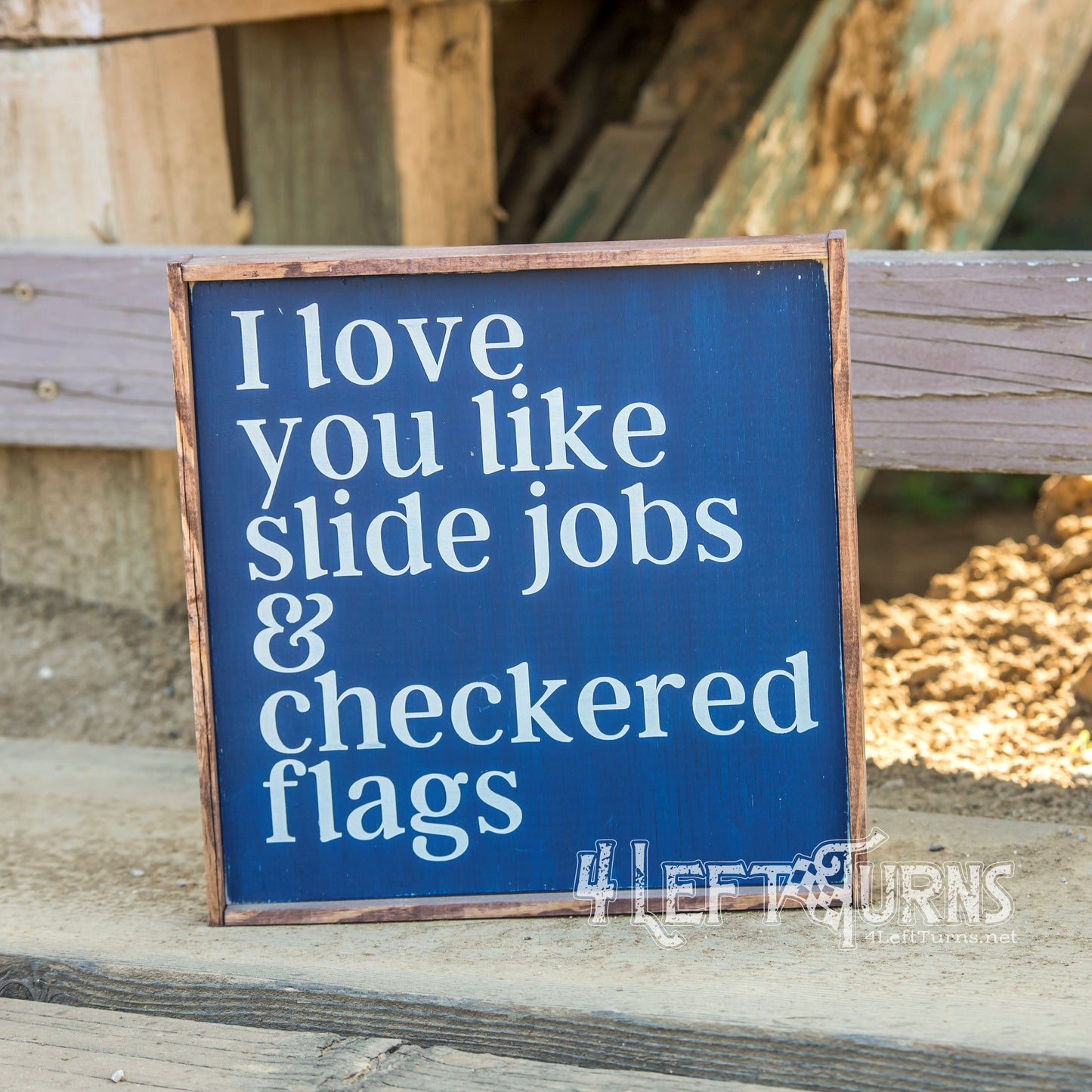 Like Slide Jobs and Checkered Flags Painted Wood Sign