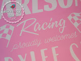 Racing-Themed Baby Announcement Hand Painted Wood Sign - Wood Sign - 4 Left Turns - 3