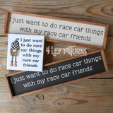 Race Car Things with My Race Car Friends Mini Wood Sign