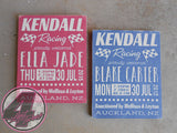 Racing-Themed Baby Announcement Hand Painted Wood Sign - Wood Sign - 4 Left Turns - 4