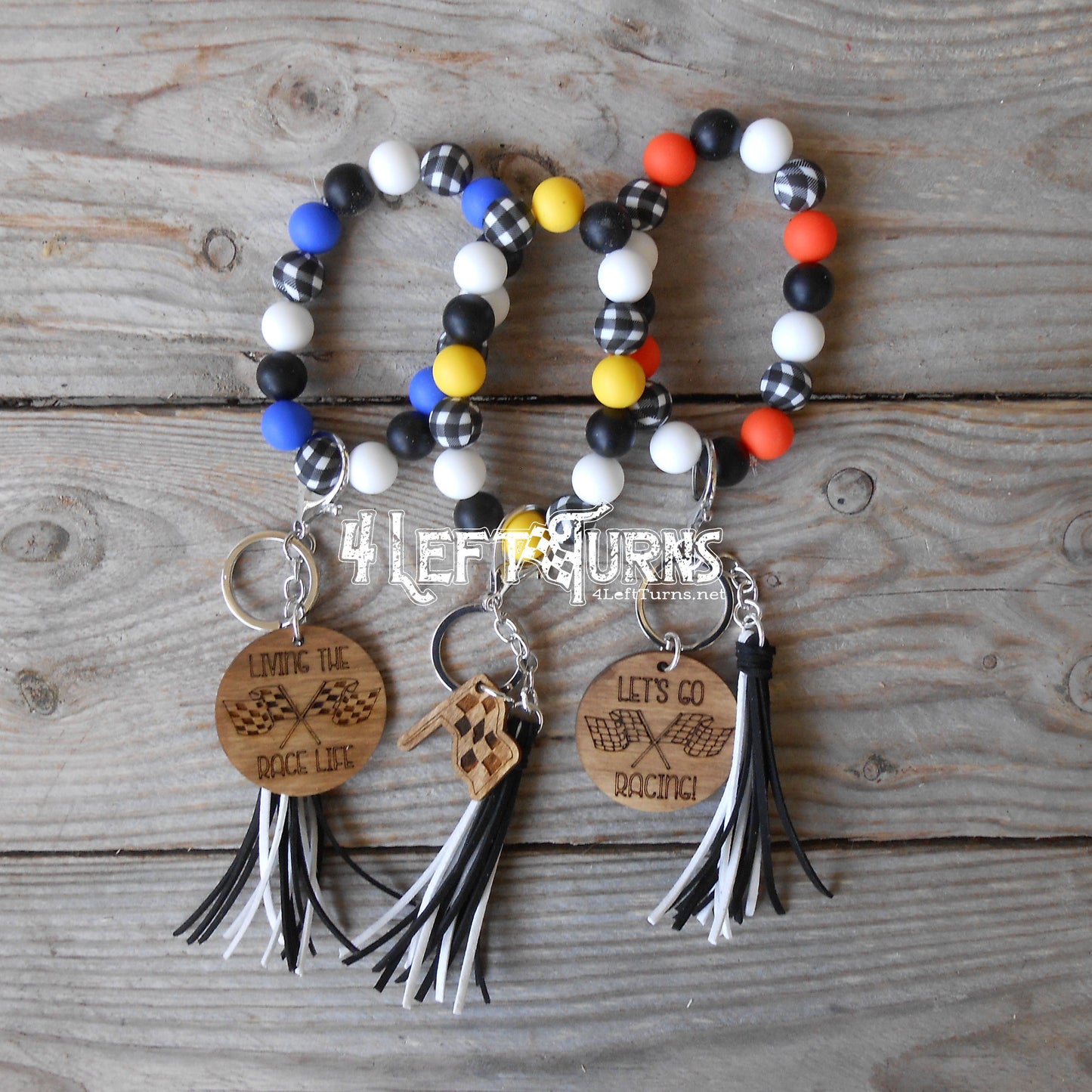 Individual Engraved Charms for our Silicone Bead Wristlet Bracelets Key Rings
