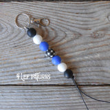 CLEARANCE SALE: Silicone Bead Key Fob with Charm & Tassel