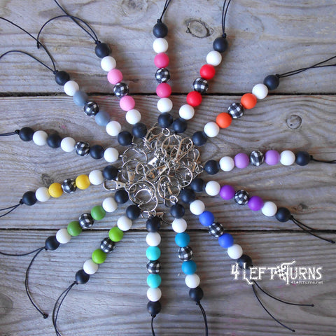 CLEARANCE SALE: Silicone Bead Key Fob with Charm & Tassel