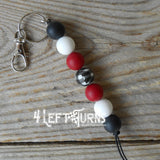 CLEARANCE SALE: Silicone Bead Key Fob with Charm & Tassel