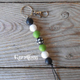CLEARANCE SALE: Silicone Bead Key Fob with Charm & Tassel