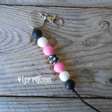 CLEARANCE SALE: Silicone Bead Key Fob with Charm & Tassel