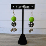 CLEARANCE SALE: Silicone Bead Earrings with Checkered Flag Charm