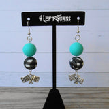 CLEARANCE SALE: Silicone Bead Earrings with Checkered Flag Charm
