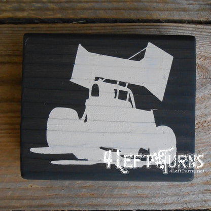 Race Car Silhouette Checkered Flag Checkered Heart Paw Print Wood Block Signs