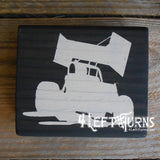 Race Car Silhouette Checkered Flag Checkered Heart Paw Print Wood Block Signs