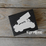 Race Car Silhouette Checkered Flag Checkered Heart Paw Print Wood Block Signs