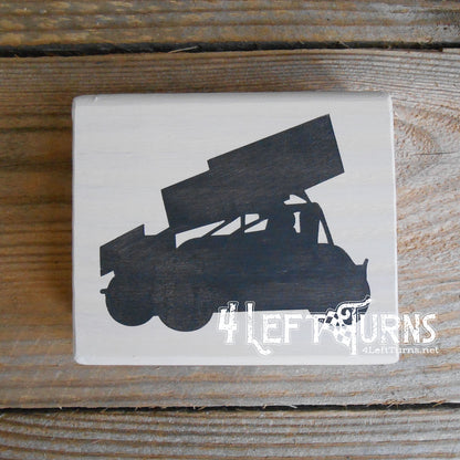 Race Car Silhouette Checkered Flag Checkered Heart Paw Print Wood Block Signs