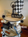Home Checkered Flag Tiny Wood Sign