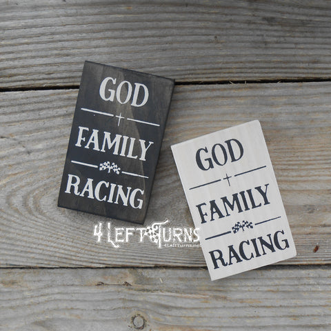 God Family Racing Tiny Wood Sign