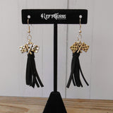 CLEARANCE Tassel Earrings with Checkered Flag Charms