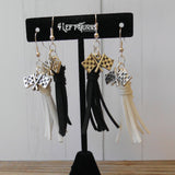 CLEARANCE Tassel Earrings with Checkered Flag Charms