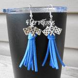 CLEARANCE Tassel Earrings with Checkered Flag Charms