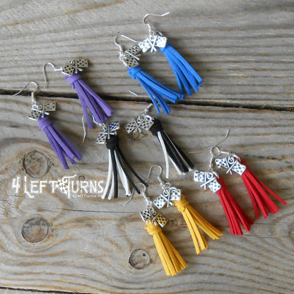 RTS Tassel Earrings with Checkered Flag Charms