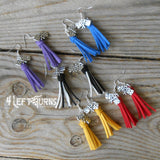CLEARANCE Tassel Earrings with Checkered Flag Charms