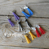 CLEARANCE Tassel Earrings with Checkered Flag Charms