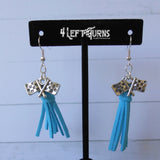 CLEARANCE Tassel Earrings with Checkered Flag Charms
