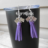 CLEARANCE Tassel Earrings with Checkered Flag Charms