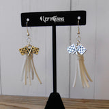 CLEARANCE Tassel Earrings with Checkered Flag Charms