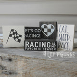 Checkered Flag Tiny Wood Sign